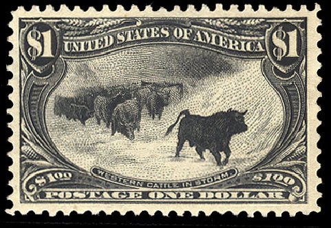 US Stamp Values Scott Catalogue 292 - 1898 US$1.00 Trans Mississippi Exposition. Cherrystone Auctions, Apr 2010, Sale 201004, Lot 216