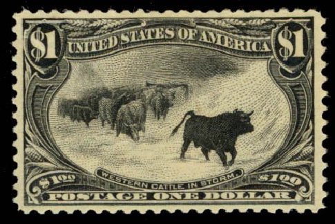 US Stamp Values Scott #292 - 1898 US$1.00 Trans Mississippi Exposition. Daniel Kelleher Auctions, Sep 2013, Sale 639, Lot 1106