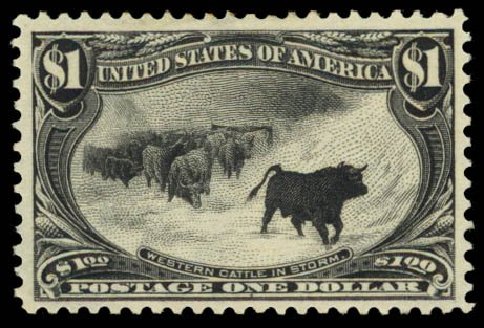 US Stamps Prices Scott Cat. 292 - US$1.00 1898 Trans Mississippi Exposition. Daniel Kelleher Auctions, Dec 2014, Sale 661, Lot 256