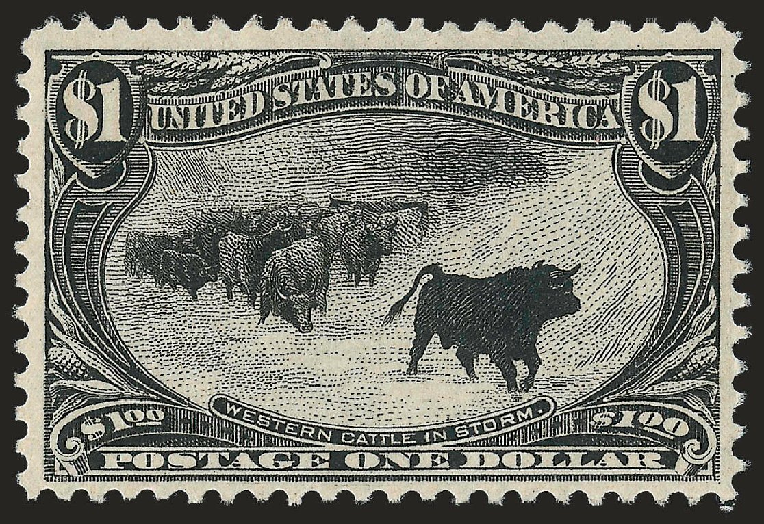 Values of US Stamp Scott Catalogue #292: 1898 US$1.00 Trans Mississippi Exposition. Robert Siegel Auction Galleries, Apr 2010, Sale 984, Lot 716