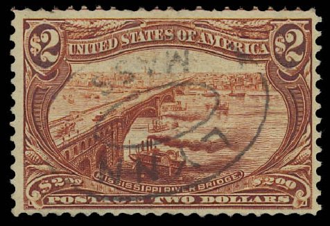 US Stamps Value Scott Catalogue 293 - US$2.00 1898 Trans Mississippi Exposition. Daniel Kelleher Auctions, Jan 2012, Sale 628, Lot 417