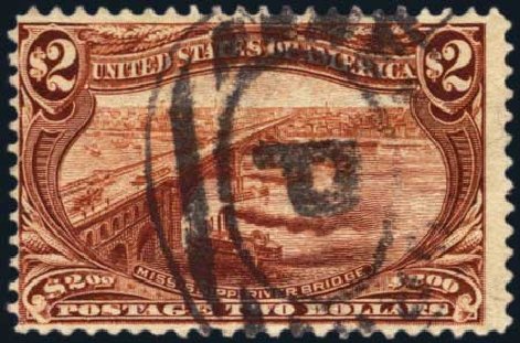 US Stamp Value Scott Catalog 293 - 1898 US$2.00 Trans Mississippi Exposition. Harmer-Schau Auction Galleries, Jan 2014, Sale 100, Lot 549