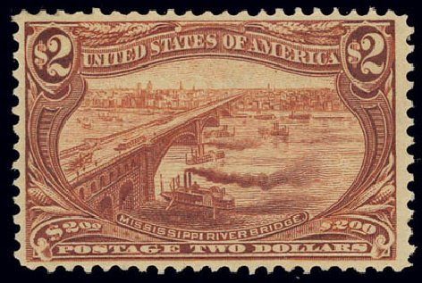 Value of US Stamp Scott Cat. #293: 1898 US$2.00 Trans Mississippi Exposition. Daniel Kelleher Auctions, Feb 2013, Sale 634, Lot 199