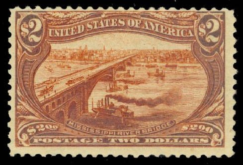 US Stamps Values Scott #293: US$2.00 1898 Trans Mississippi Exposition. Daniel Kelleher Auctions, Sep 2013, Sale 639, Lot 1109