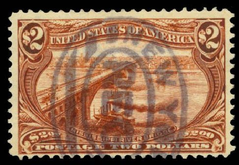 Value of US Stamps Scott Cat. #293 - US$2.00 1898 Trans Mississippi Exposition. Daniel Kelleher Auctions, Sep 2014, Sale 655, Lot 369