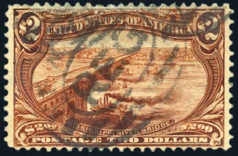 Values of US Stamps Scott Catalogue #293 - US$2.00 1898 Trans Mississippi Exposition. Harmer-Schau Auction Galleries, Jun 2008, Sale 78, Lot 1490