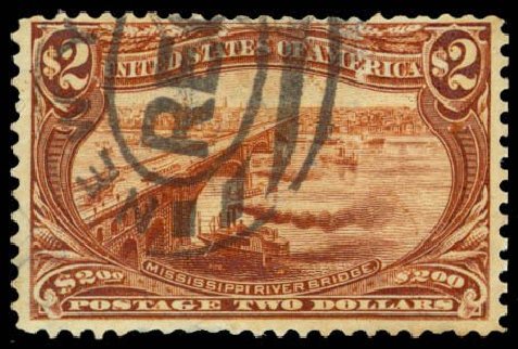 Values of US Stamp Scott Catalog # 293 - 1898 US$2.00 Trans Mississippi Exposition. Daniel Kelleher Auctions, Apr 2013, Sale 636, Lot 240