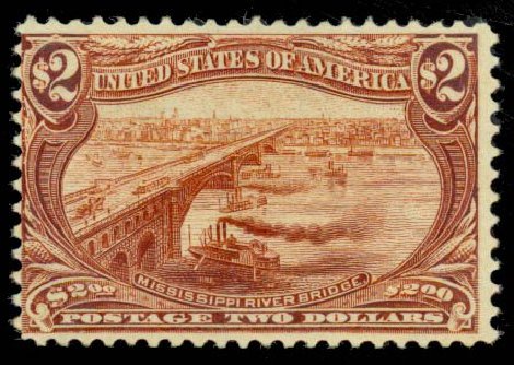 Price of US Stamp Scott Catalog # 293 - US$2.00 1898 Trans Mississippi Exposition. Daniel Kelleher Auctions, Sep 2013, Sale 639, Lot 420
