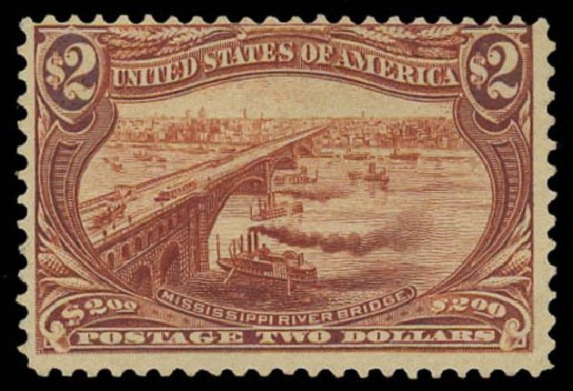 Values of US Stamps Scott # 293: US$2.00 1898 Trans Mississippi Exposition. Daniel Kelleher Auctions, Oct 2011, Sale 626, Lot 284
