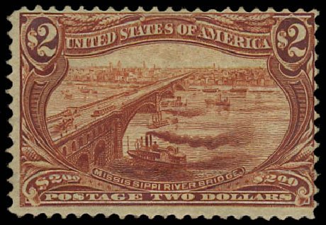US Stamps Prices Scott Catalogue 293: 1898 US$2.00 Trans Mississippi Exposition. Daniel Kelleher Auctions, Jan 2012, Sale 628, Lot 414