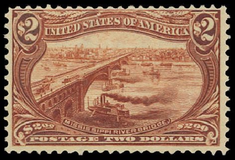 US Stamps Values Scott Catalog 293 - 1898 US$2.00 Trans Mississippi Exposition. Daniel Kelleher Auctions, Jun 2012, Sale 630, Lot 1674