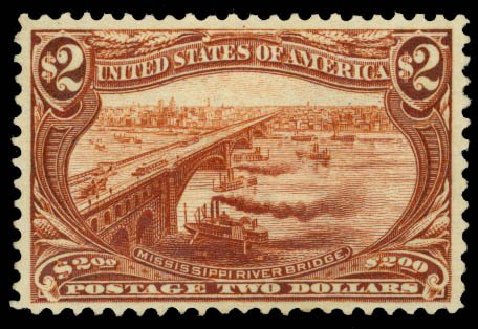 US Stamp Values Scott #293: 1898 US$2.00 Trans Mississippi Exposition. Daniel Kelleher Auctions, Oct 2014, Sale 660, Lot 2284