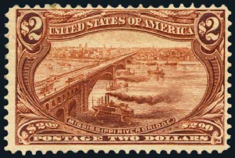 Value of US Stamps Scott Cat. # 293 - US$2.00 1898 Trans Mississippi Exposition. Harmer-Schau Auction Galleries, Jan 2014, Sale 100, Lot 545