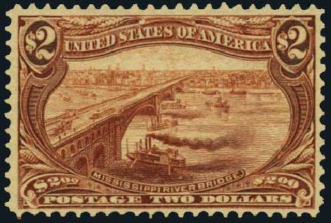 Value of US Stamps Scott Cat. # 293: 1898 US$2.00 Trans Mississippi Exposition. Harmer-Schau Auction Galleries, Oct 2011, Sale 91, Lot 255