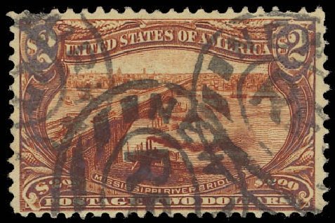 US Stamps Value Scott Catalog # 293 - US$2.00 1898 Trans Mississippi Exposition. Daniel Kelleher Auctions, Aug 2012, Sale 631, Lot 1025
