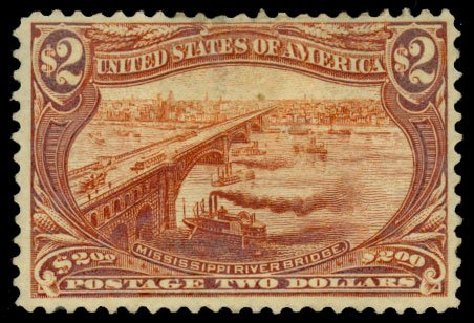 US Stamps Price Scott # 293 - US$2.00 1898 Trans Mississippi Exposition. Daniel Kelleher Auctions, Dec 2013, Sale 640, Lot 265