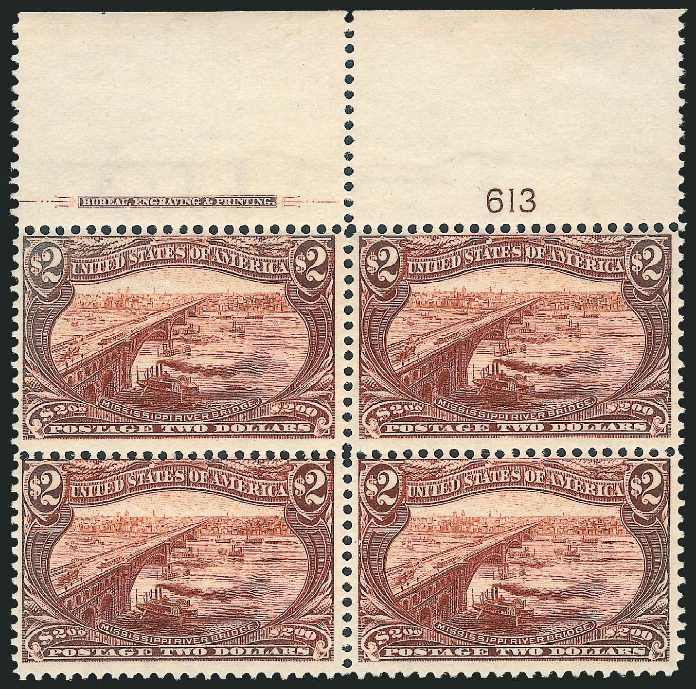 US Stamp Value Scott Cat. # 293 - US$2.00 1898 Trans Mississippi Exposition. Robert Siegel Auction Galleries, Nov 2013, Sale 1056, Lot 335