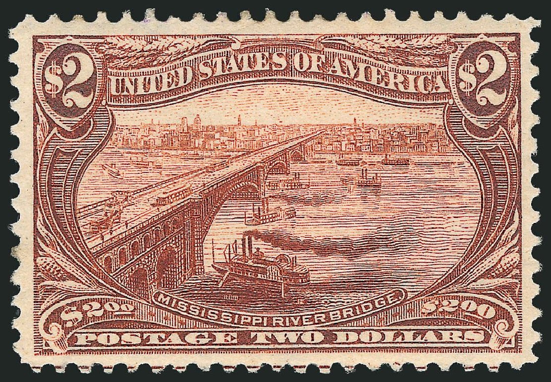 Values of US Stamps Scott Catalogue # 293: 1898 US$2.00 Trans Mississippi Exposition. Robert Siegel Auction Galleries, Apr 2014, Sale 1068, Lot 205