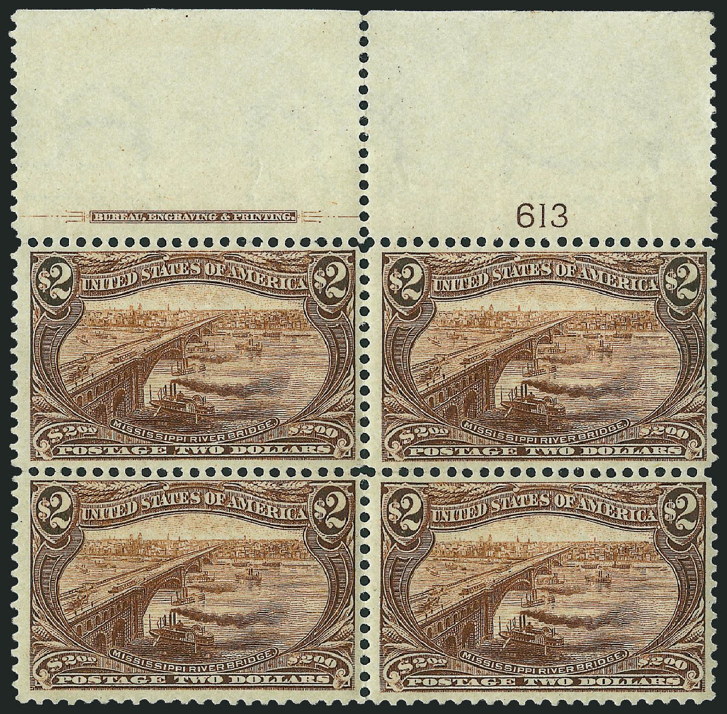 Prices of US Stamp Scott Catalog #293: US$2.00 1898 Trans Mississippi Exposition. Robert Siegel Auction Galleries, Apr 2009, Sale 971, Lot 1243