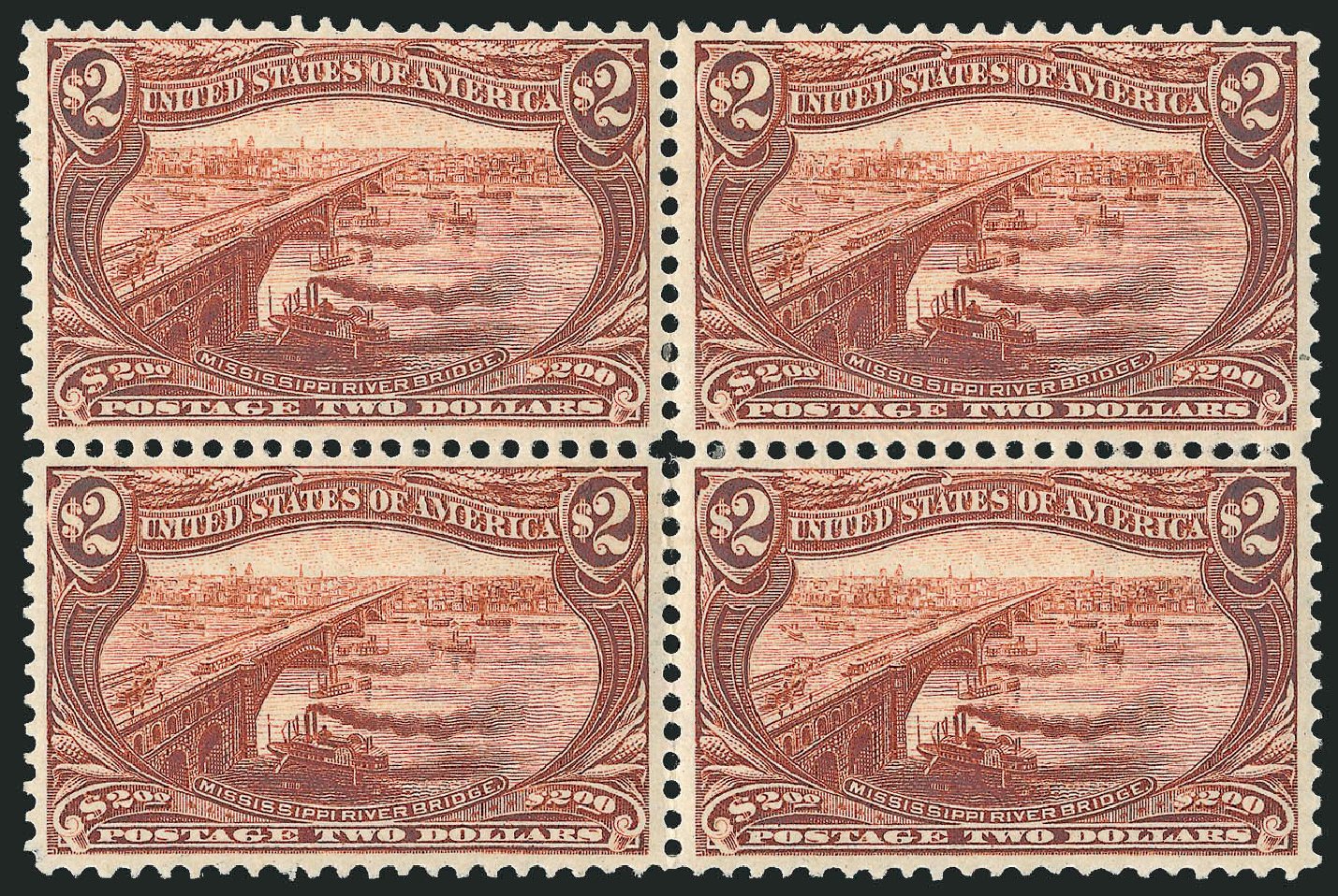 US Stamps Values Scott Catalogue 293: US$2.00 1898 Trans Mississippi Exposition. Robert Siegel Auction Galleries, Sep 2009, Sale 976, Lot 1833