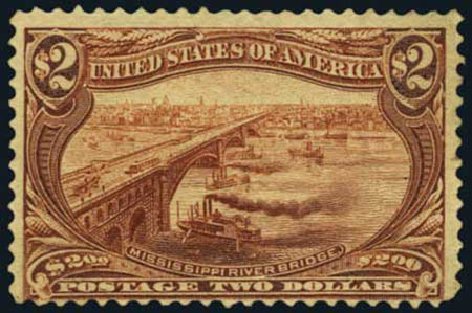 Prices of US Stamp Scott Cat. #293 - 1898 US$2.00 Trans Mississippi Exposition. Harmer-Schau Auction Galleries, Oct 2011, Sale 91, Lot 256