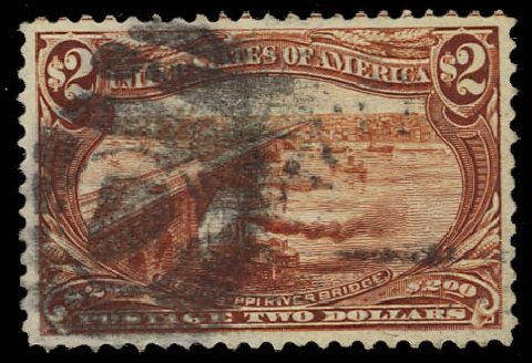 Value of US Stamps Scott Cat. # 293 - 1898 US$2.00 Trans Mississippi Exposition. Daniel Kelleher Auctions, Jun 2012, Sale 630, Lot 1676