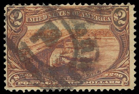 Values of US Stamps Scott Catalogue # 293: US$2.00 1898 Trans Mississippi Exposition. Daniel Kelleher Auctions, Aug 2012, Sale 631, Lot 1026