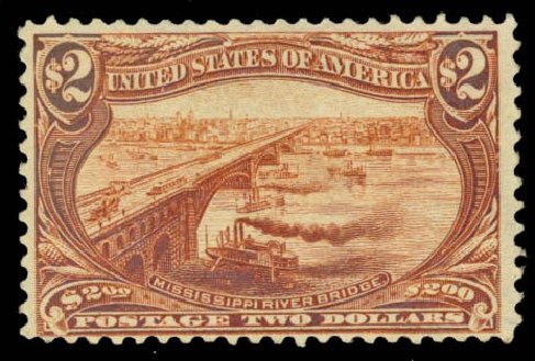 US Stamps Price Scott Cat. 293 - 1898 US$2.00 Trans Mississippi Exposition. Daniel Kelleher Auctions, Dec 2013, Sale 640, Lot 266