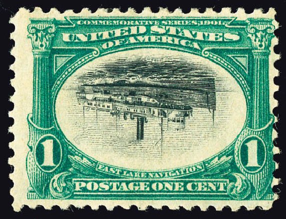 US Stamps Values Scott 294 - 1c 1901 Pan American Exposition. Matthew Bennett International, Dec 2008, Sale 330, Lot 1729