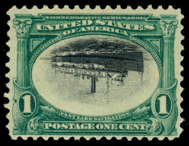 Value of US Stamp Scott Cat. # 294 - 1c 1901 Pan American Exposition. Daniel Kelleher Auctions, Dec 2013, Sale 640, Lot 269