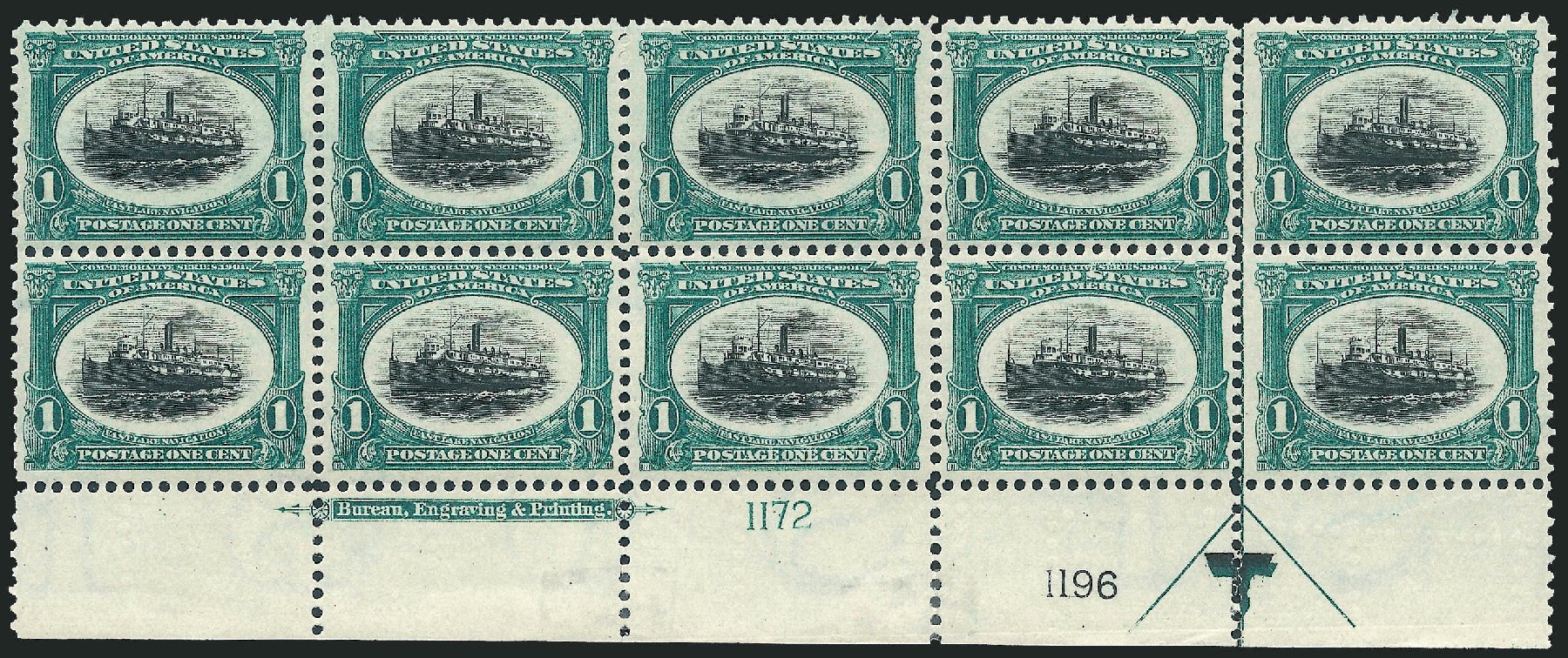 US Stamp Price Scott # 294 - 1901 1c Pan American Exposition. Robert Siegel Auction Galleries, Apr 2009, Sale 971, Lot 1249
