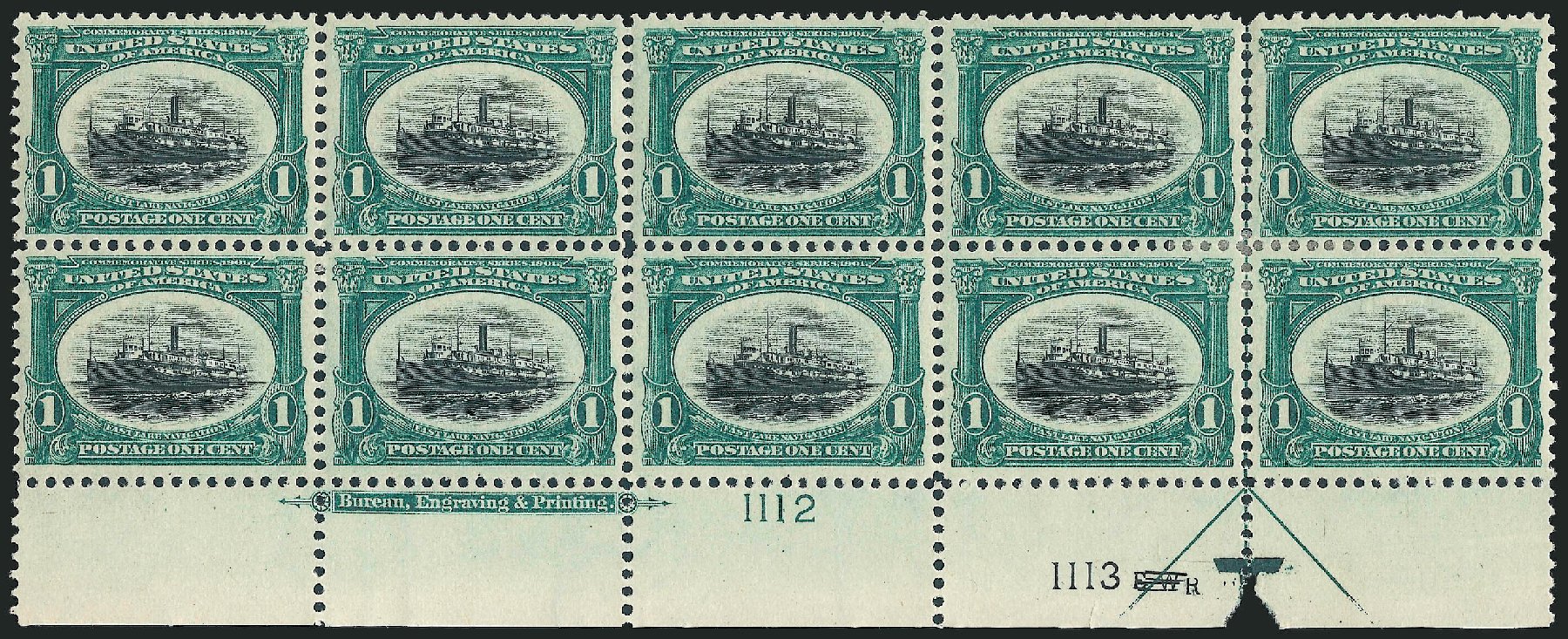 Prices of US Stamp Scott 294: 1901 1c Pan American Exposition. Robert Siegel Auction Galleries, Apr 2009, Sale 971, Lot 1245