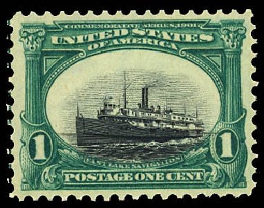 US Stamp Value Scott Catalogue 294: 1901 1c Pan American Exposition. Daniel Kelleher Auctions, Dec 2012, Sale 633, Lot 502