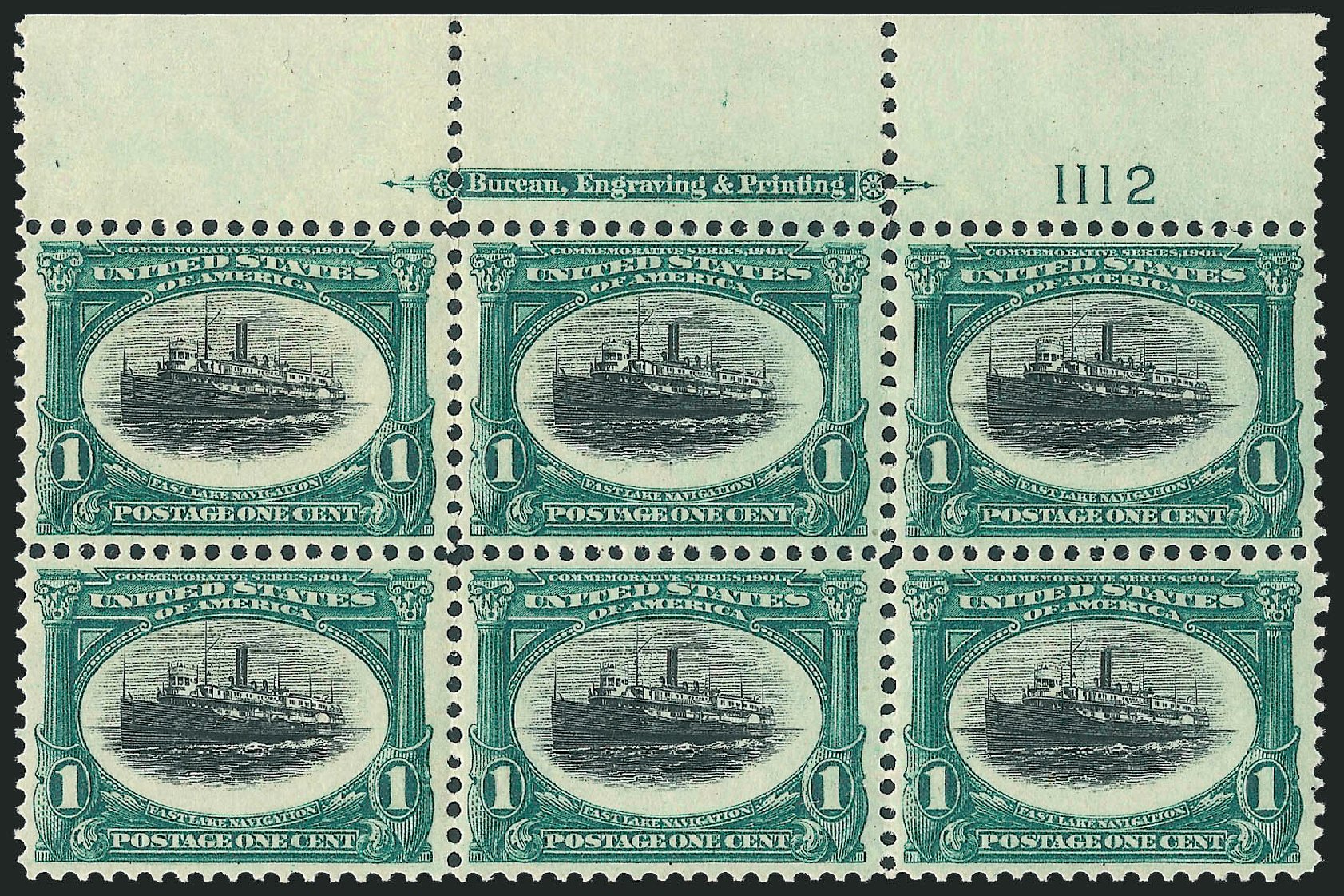 US Stamp Values Scott Catalogue #294: 1901 1c Pan American Exposition. Robert Siegel Auction Galleries, Oct 2011, Sale 1014, Lot 1683