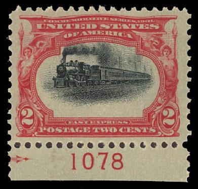 Costs of US Stamp Scott Catalogue #295: 1901 2c Pan American Exposition. Daniel Kelleher Auctions, Aug 2012, Sale 631, Lot 1038