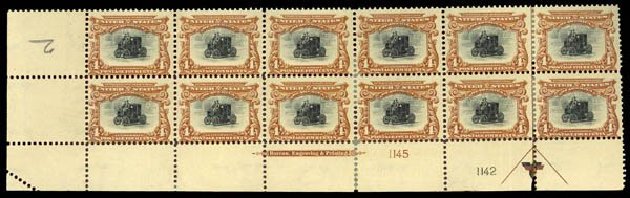Values of US Stamps Scott 296: 4c 1901 Pan American Exposition. Daniel Kelleher Auctions, Dec 2013, Sale 640, Lot 271