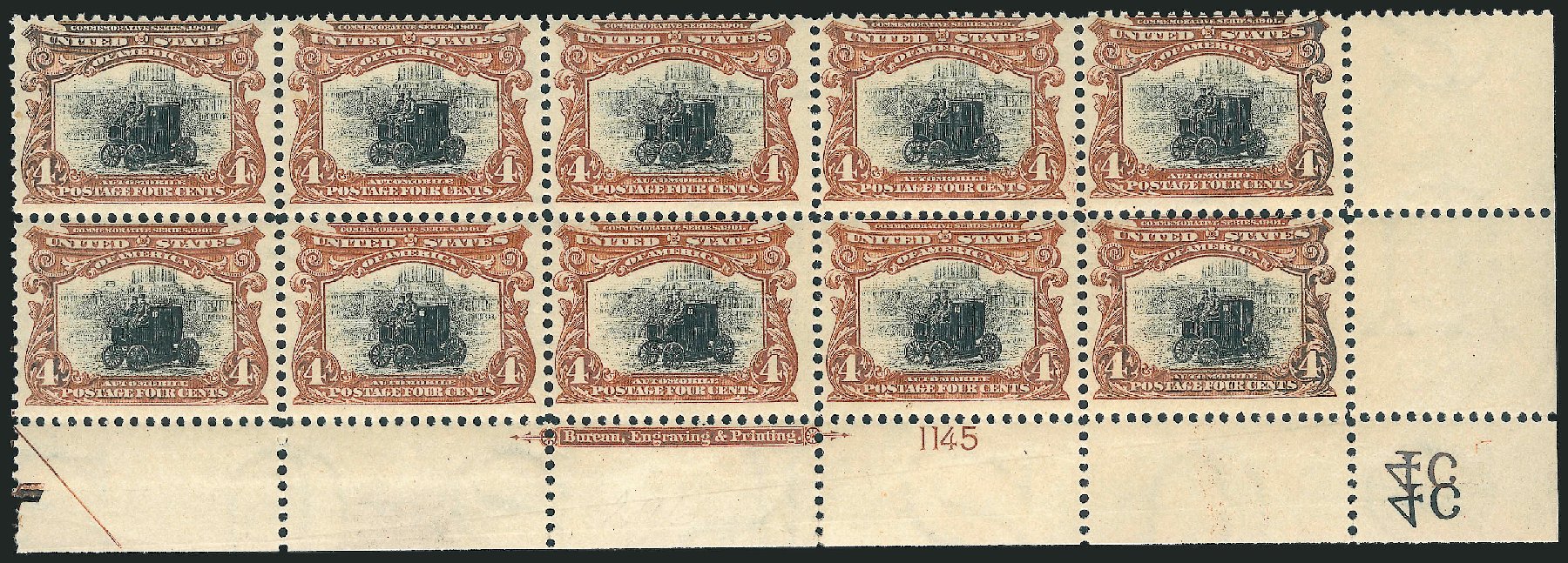 Price of US Stamps Scott Catalog #296 - 4c 1901 Pan American Exposition. Robert Siegel Auction Galleries, Apr 2009, Sale 971, Lot 1365