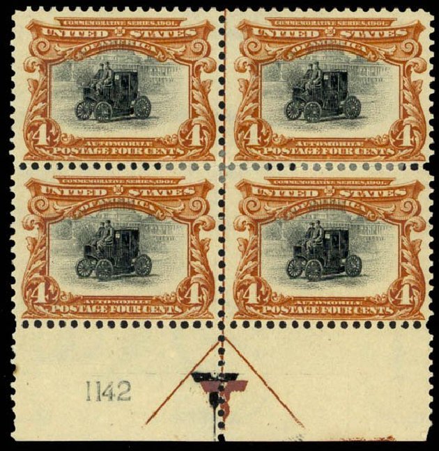 US Stamp Price Scott Catalog # 296 - 4c 1901 Pan American Exposition. Daniel Kelleher Auctions, May 2014, Sale 652, Lot 462