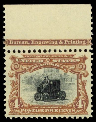 Value of US Stamps Scott Catalogue #296 - 1901 4c Pan American Exposition. Daniel Kelleher Auctions, Oct 2014, Sale 660, Lot 2292