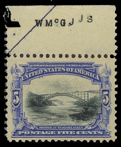 US Stamp Values Scott Catalog #297: 1901 5c Pan American Exposition. Daniel Kelleher Auctions, Aug 2012, Sale 631, Lot 1047