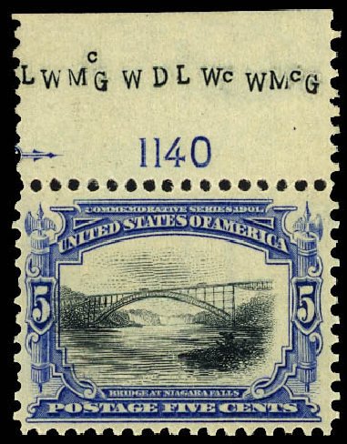 Prices of US Stamps Scott Catalogue #297 - 5c 1901 Pan American Exposition. Daniel Kelleher Auctions, Dec 2012, Sale 633, Lot 507