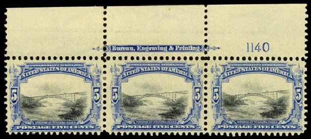 Value of US Stamp Scott Catalogue #297: 5c 1901 Pan American Exposition. Daniel Kelleher Auctions, Apr 2013, Sale 636, Lot 258
