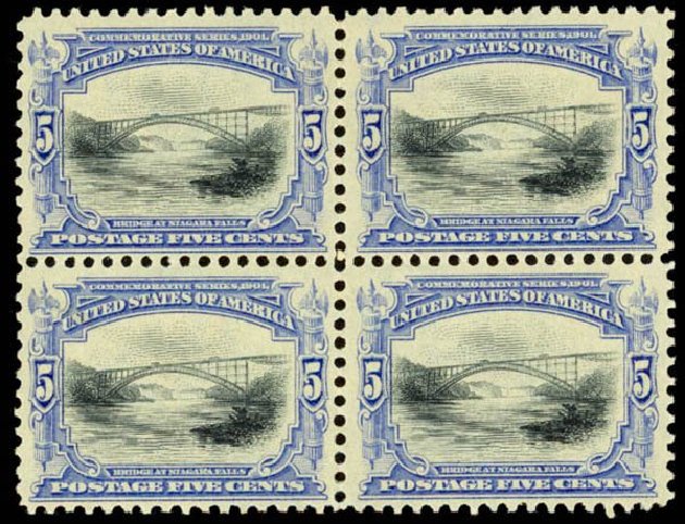 Values of US Stamp Scott Cat. # 297: 1901 5c Pan American Exposition. Daniel Kelleher Auctions, Apr 2013, Sale 636, Lot 260