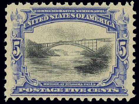 US Stamps Values Scott Catalogue 297 - 5c 1901 Pan American Exposition. Daniel Kelleher Auctions, Feb 2013, Sale 634, Lot 201