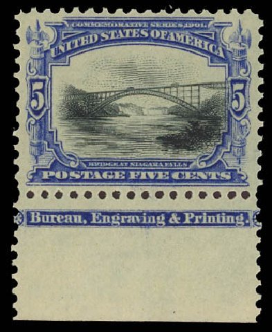 US Stamps Values Scott Cat. # 297: 5c 1901 Pan American Exposition. Daniel Kelleher Auctions, Aug 2012, Sale 631, Lot 1045