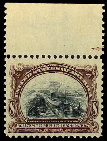 Cost of US Stamps Scott Catalogue 298: 8c 1901 Pan American Exposition. Daniel Kelleher Auctions, Dec 2012, Sale 633, Lot 510