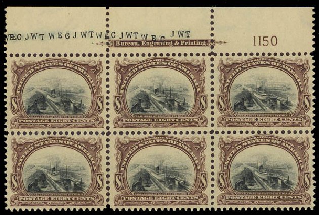 US Stamp Values Scott Catalogue #298: 1901 8c Pan American Exposition. Daniel Kelleher Auctions, Jan 2012, Sale 628, Lot 424