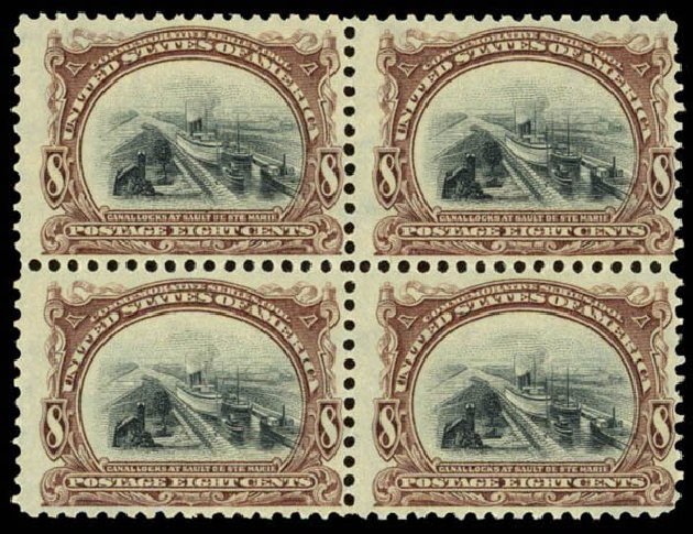 Cost of US Stamps Scott Catalogue #298: 8c 1901 Pan American Exposition. Daniel Kelleher Auctions, Apr 2013, Sale 636, Lot 265