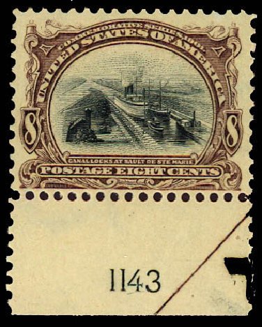 US Stamps Price Scott #298: 1901 8c Pan American Exposition. Daniel Kelleher Auctions, Dec 2012, Sale 633, Lot 512