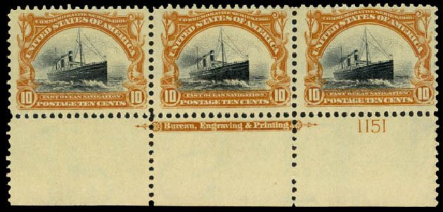 US Stamps Values Scott Cat. #299 - 1901 10c Pan American Exposition. Daniel Kelleher Auctions, Mar 2013, Sale 635, Lot 418